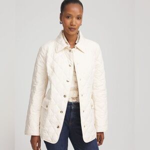 Chico’s Quilted Mid-Length Barn Jacket in English Cream – Size 4 (XXL) NWT